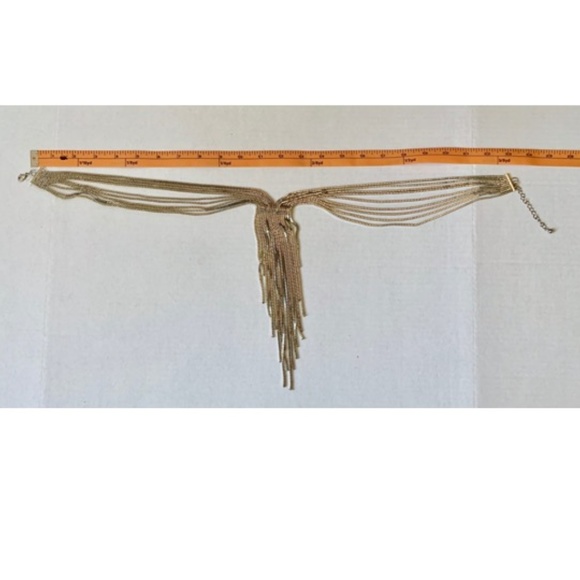 Silver Statement Fringe Chain Y-Necklace - Picture 2 of 6